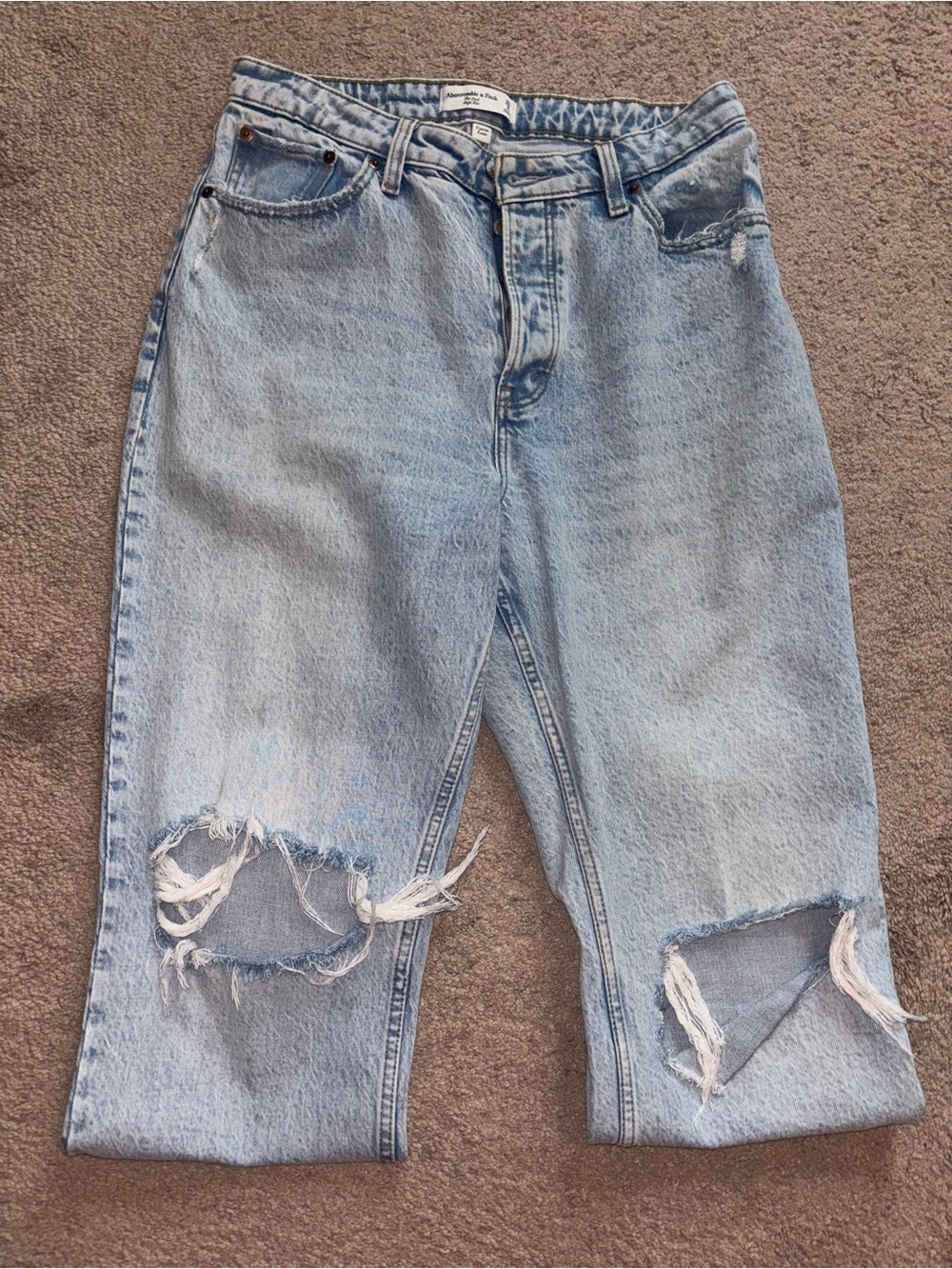 Abercrombie & Fitch Light Blue Distressed Boyfriend Jeans
